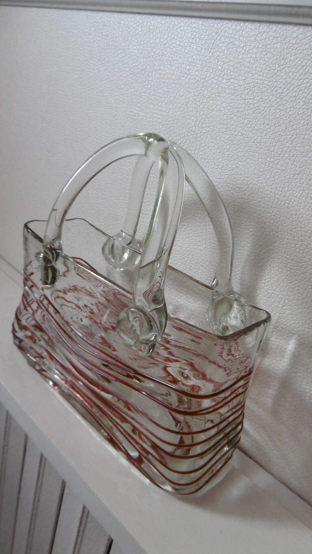 Vintage blown glass basket vase