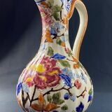 Large Gien earthenware ewer pitcher with Peonies decor