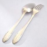 Vintage gulden cutlery in silver metal - fork + modernist spoon 1940/1950