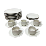 Old service pullivuyt 14 plates and 5 cups vintage white ceramic