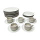 Old service pullivuyt 14 plates and 5 cups vintage white ceramic