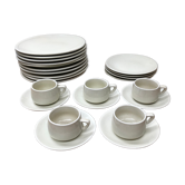 Ancien service pullivuyt 14 assiettes et 5 tasses céramique blanche vintage
