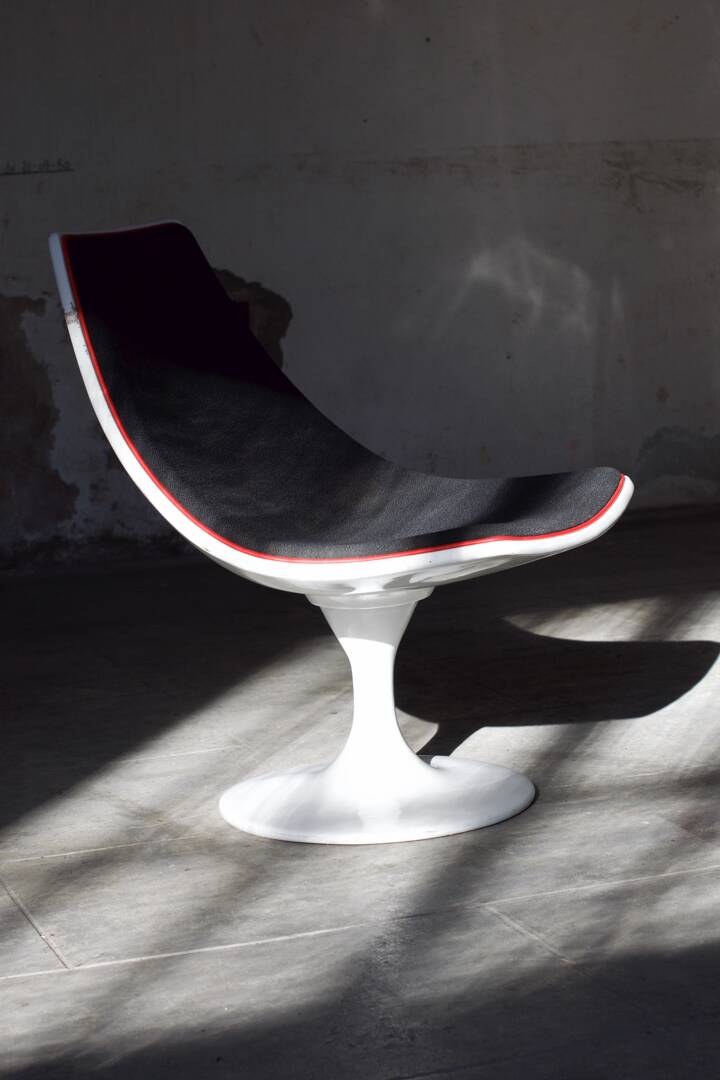 Space Age armchair lacquered fiber and fabrics 1970