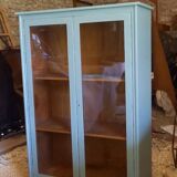 Green patina wooden display cabinet