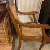 Louis philippe style barber chair in beech with cane seat and backrest