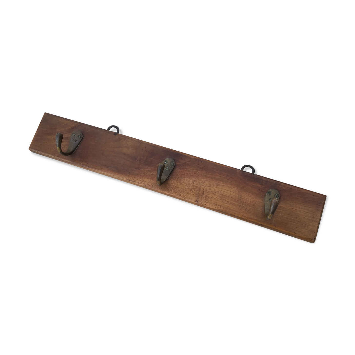 Wall hook from wood and brass