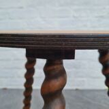 Wooden coffee table twisted tripod base