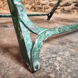 Table bistrot pliante française en fer riveté, années 1920