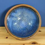 Large blue-brown glazed stoneware bowl signed, diameter 25cm