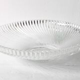 Vintage Clear Ribbed Glass Bowl / Stylish Heavy Platter by Veropa / 1970s