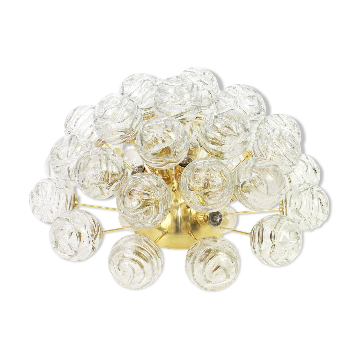Spectacular Sputnik ceiling lights with glass snowballs by Doria, Germany, 1970s