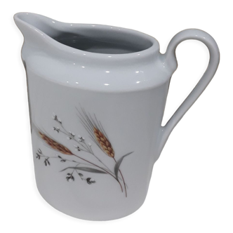 Pichet ou pot à lait en porcelaine avec épi de blé
