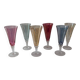 6 coloured glass champagne flutes from the 1950s