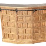 Counter, bar cabinet in solid wood and wrought iron