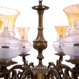 Six-arm brass chandelier from the early 20th century, Poland.