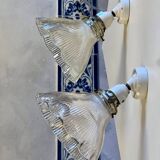 Holophane wall lights with bistro-style porcelain supports
