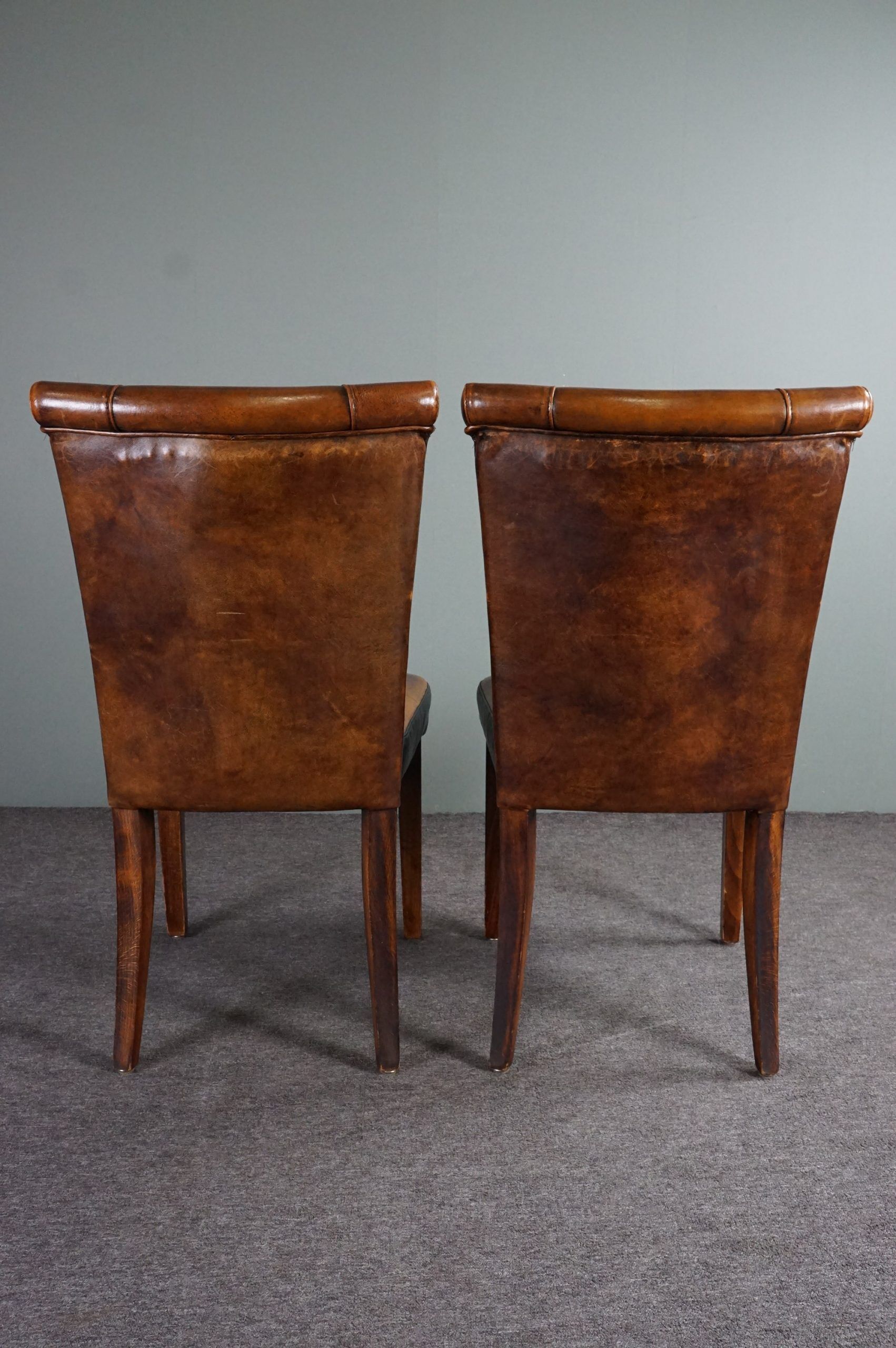 Set of 5 sheepskin dining chairs