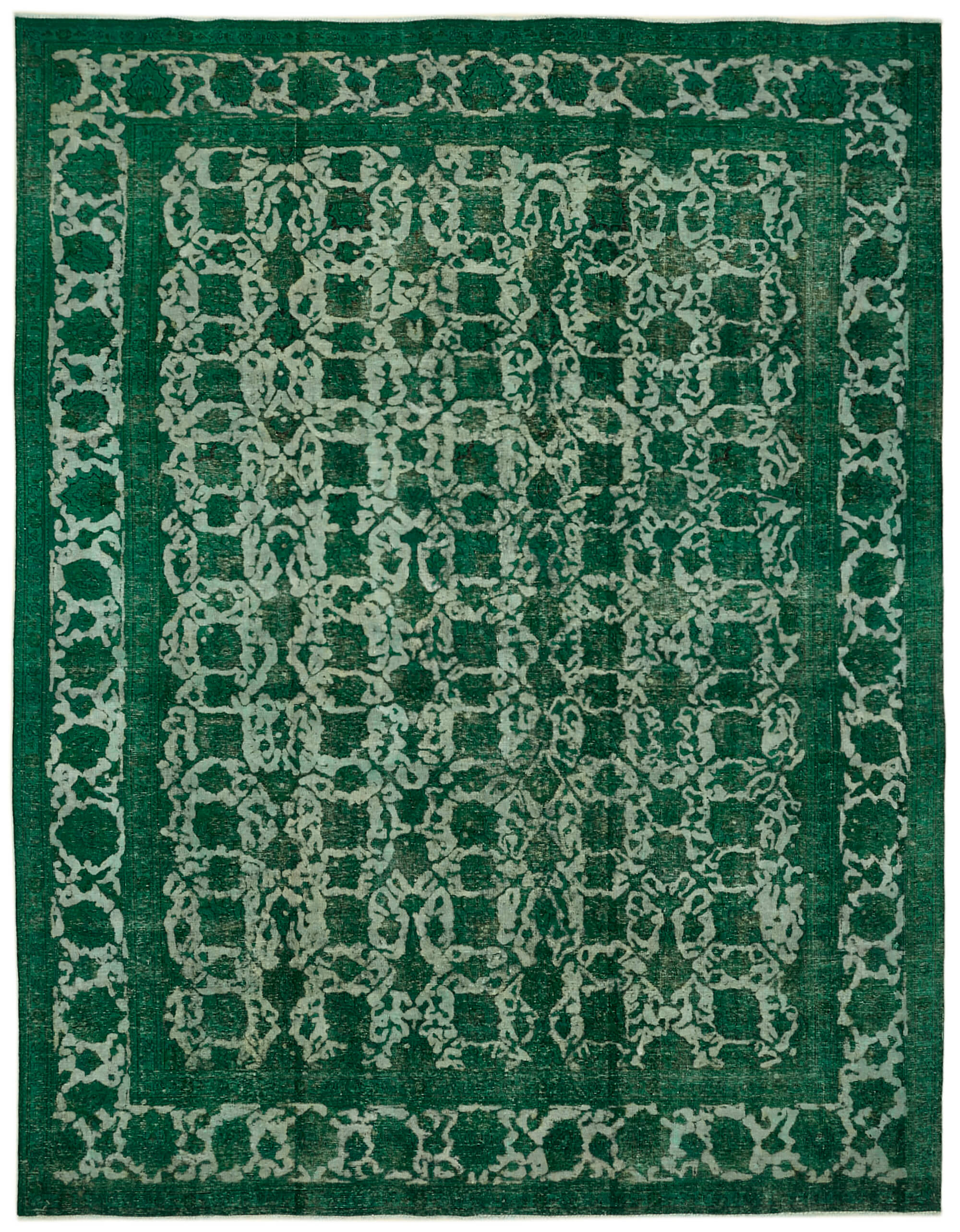 Handmade oriental contemporary 1980s 302 cm x 385 cm green wool carpet