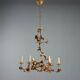 Lustre ancien en fer doré et tôle, Italie, XXe siècle