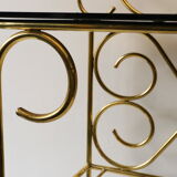 Bedside table in gold metal and black glass