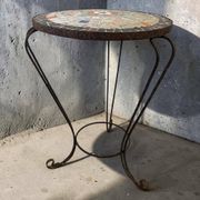 Vintage metal side table/plant table with mosaic.