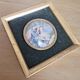 Miniature Romantic scene in gilded wood and velvet