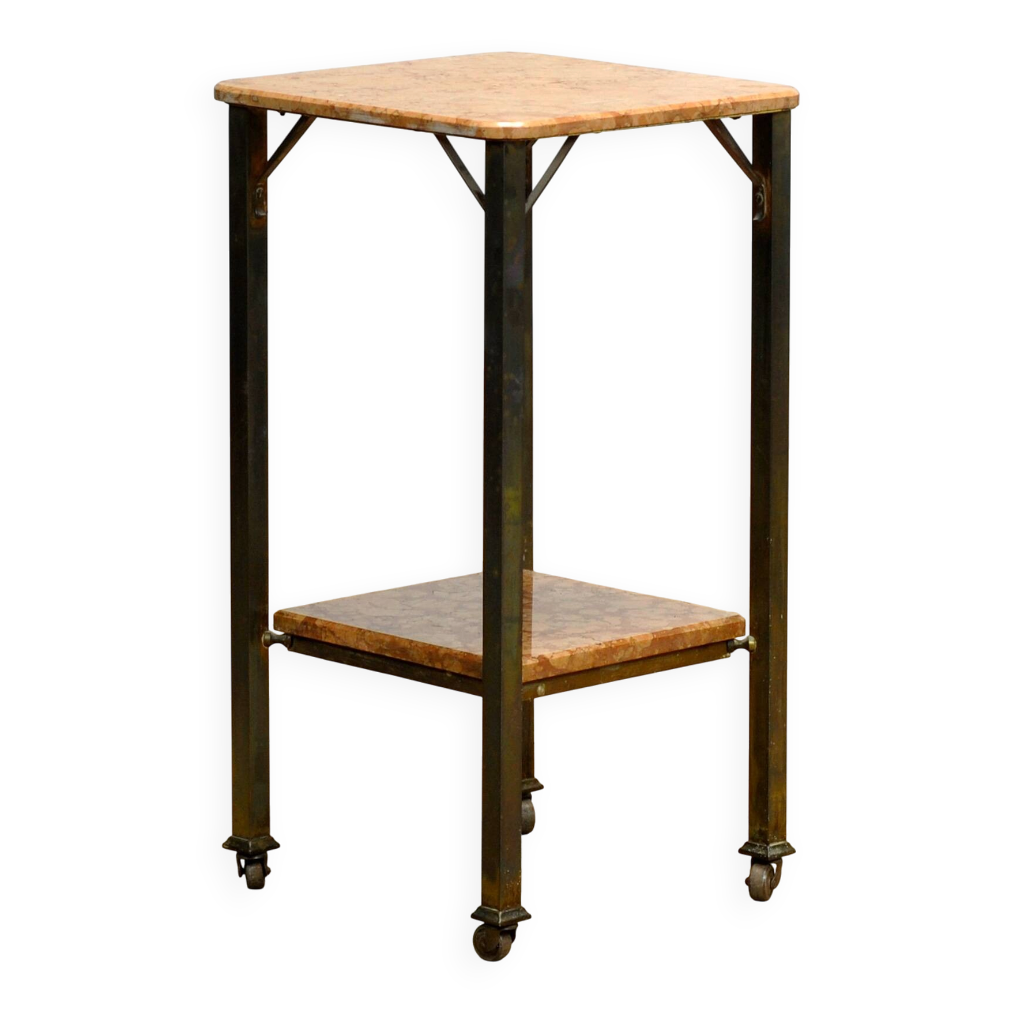 French marble and brass side table, circa 1920