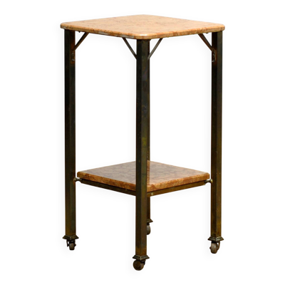 Table d'appoint en marbre et laiton français, vers 1920