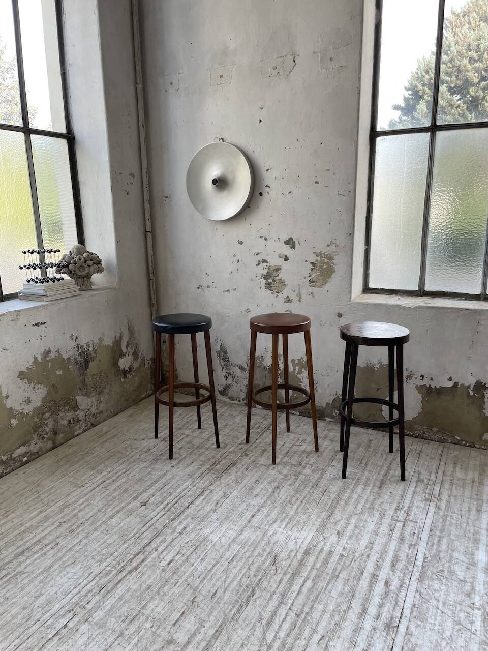 Set of three high bistro stools
