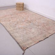 Pale Vintage Moroccan Rug 197 x 306 cm, Berber Wool Rug, Handmade Rug Boho