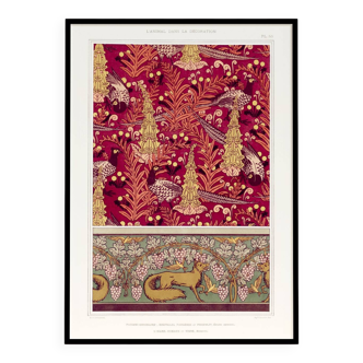 Affiche “Faisans ordinaires et renard”, d’après une lithographie art nouvea