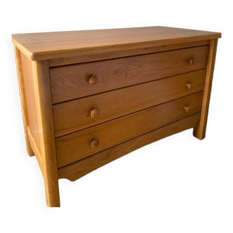 Chest of drawers with 3 drawers and 2 matching bedside tables, solid elm wood