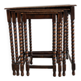 4 antique nesting tables made of turned wood