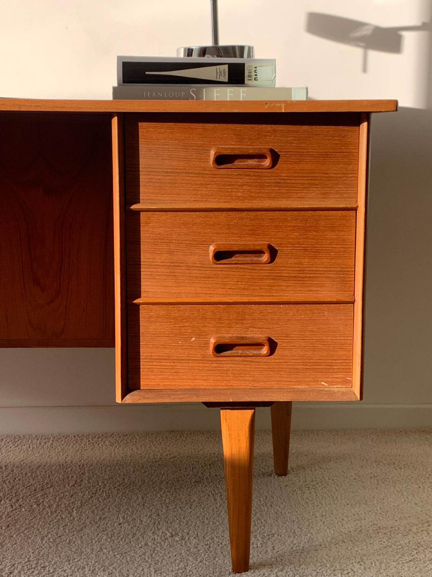 Vintage double-sided Danish teak desk