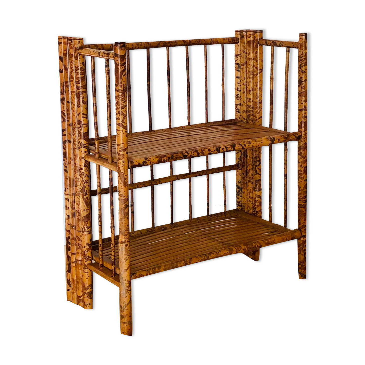 Folding speckled bamboo shelf