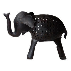 Eléphant bougeoir en métal artisanal