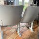 Vintage cinema bench patinated in grey