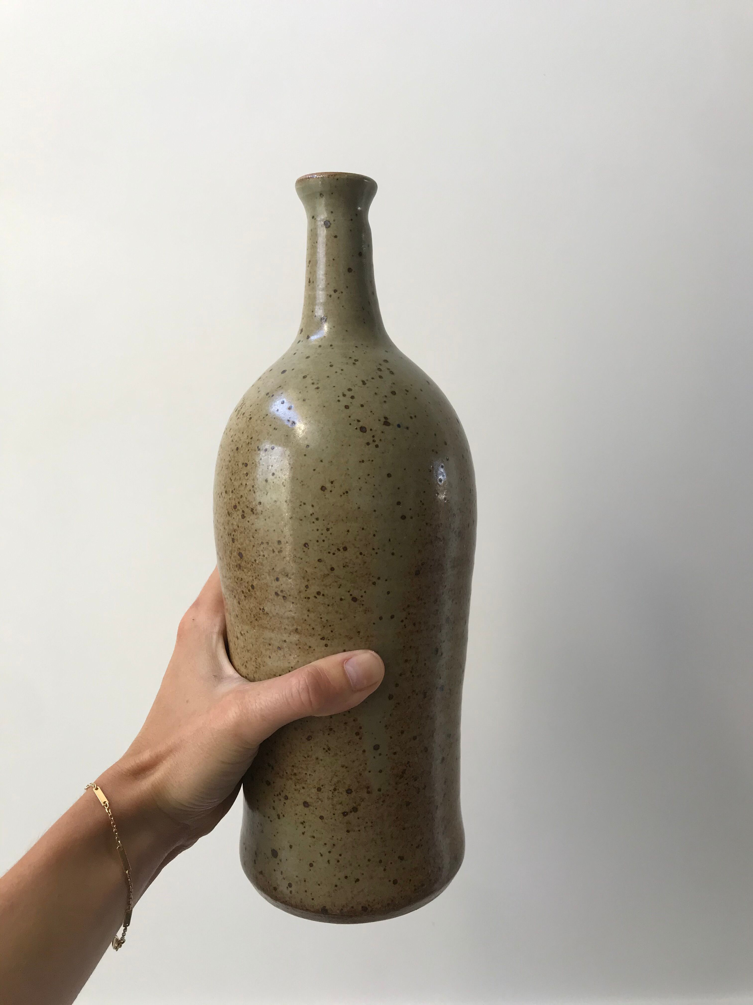 Ceramic bottle / stoneware / pottery vintage 70s signed