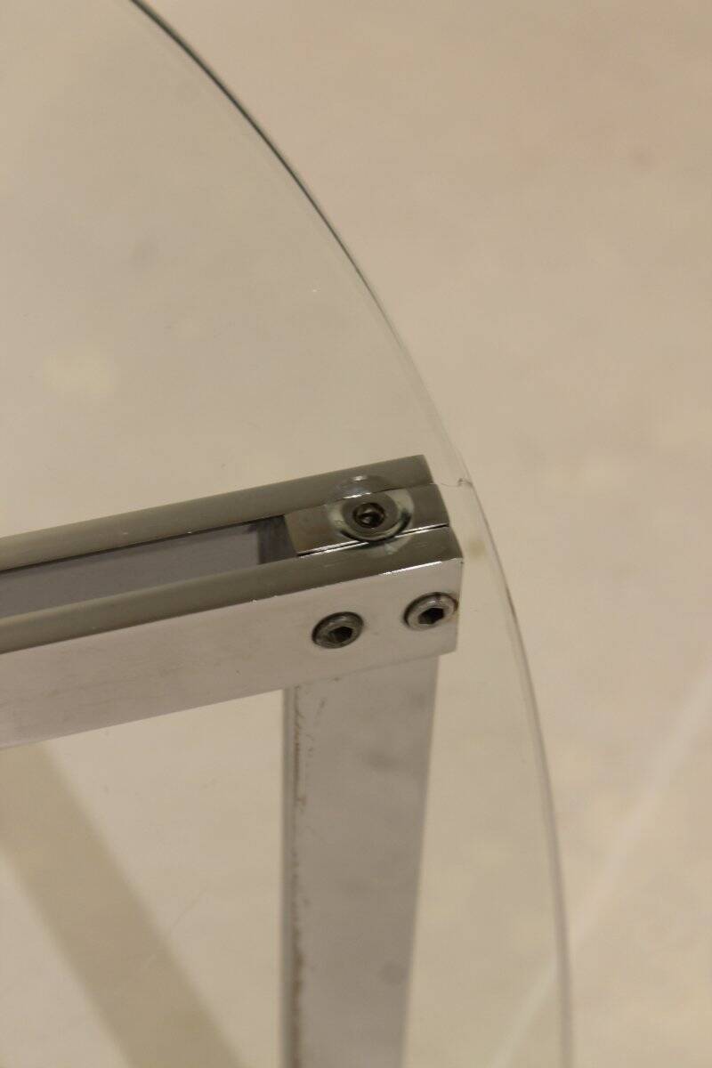Table basse en verre et acier nickelé - Années 50/60