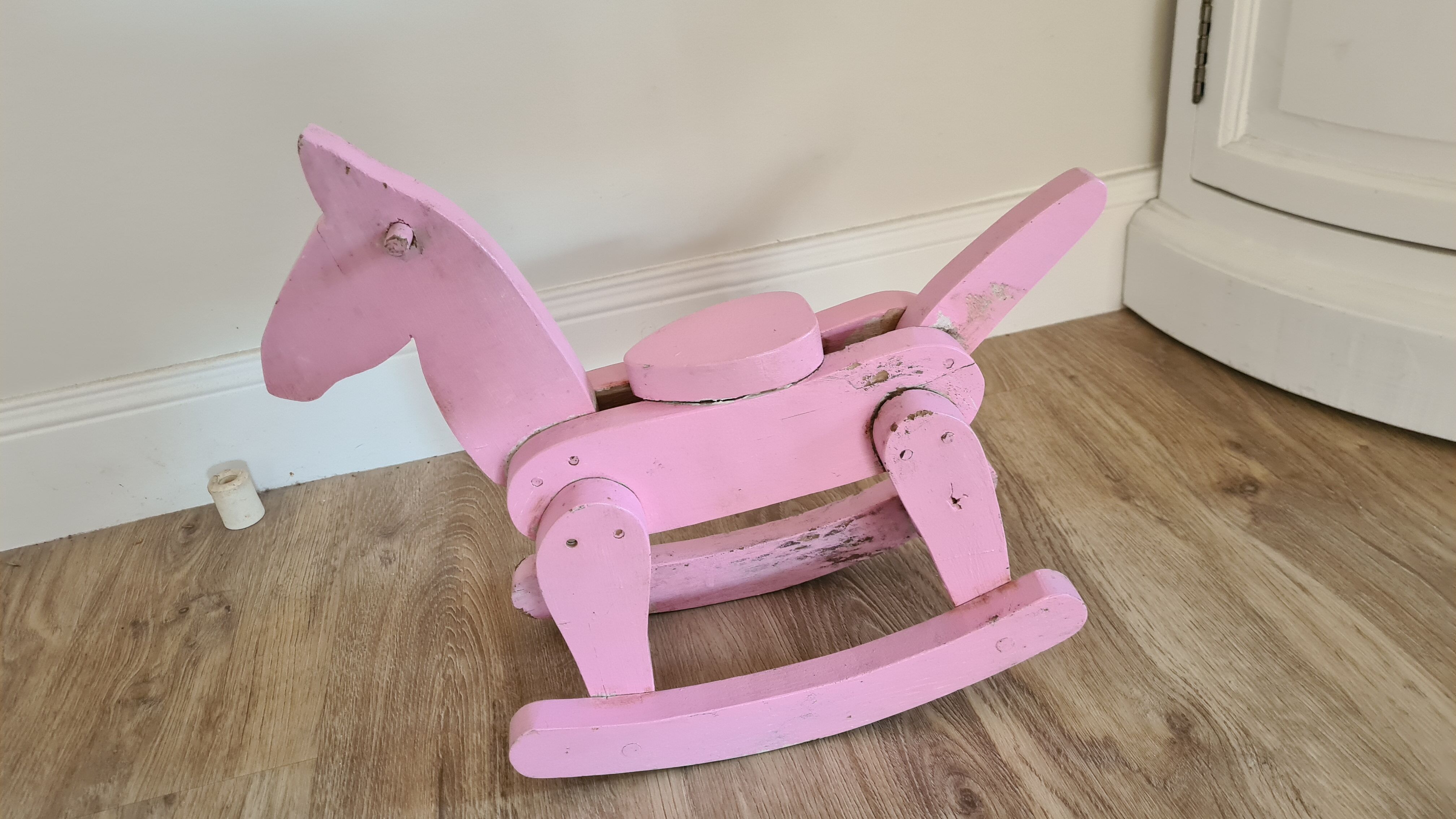 Old mini wooden rocking horse old rose original