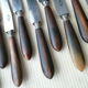 Box of 12 old cheese knives Stainless steel and bovine horn 202