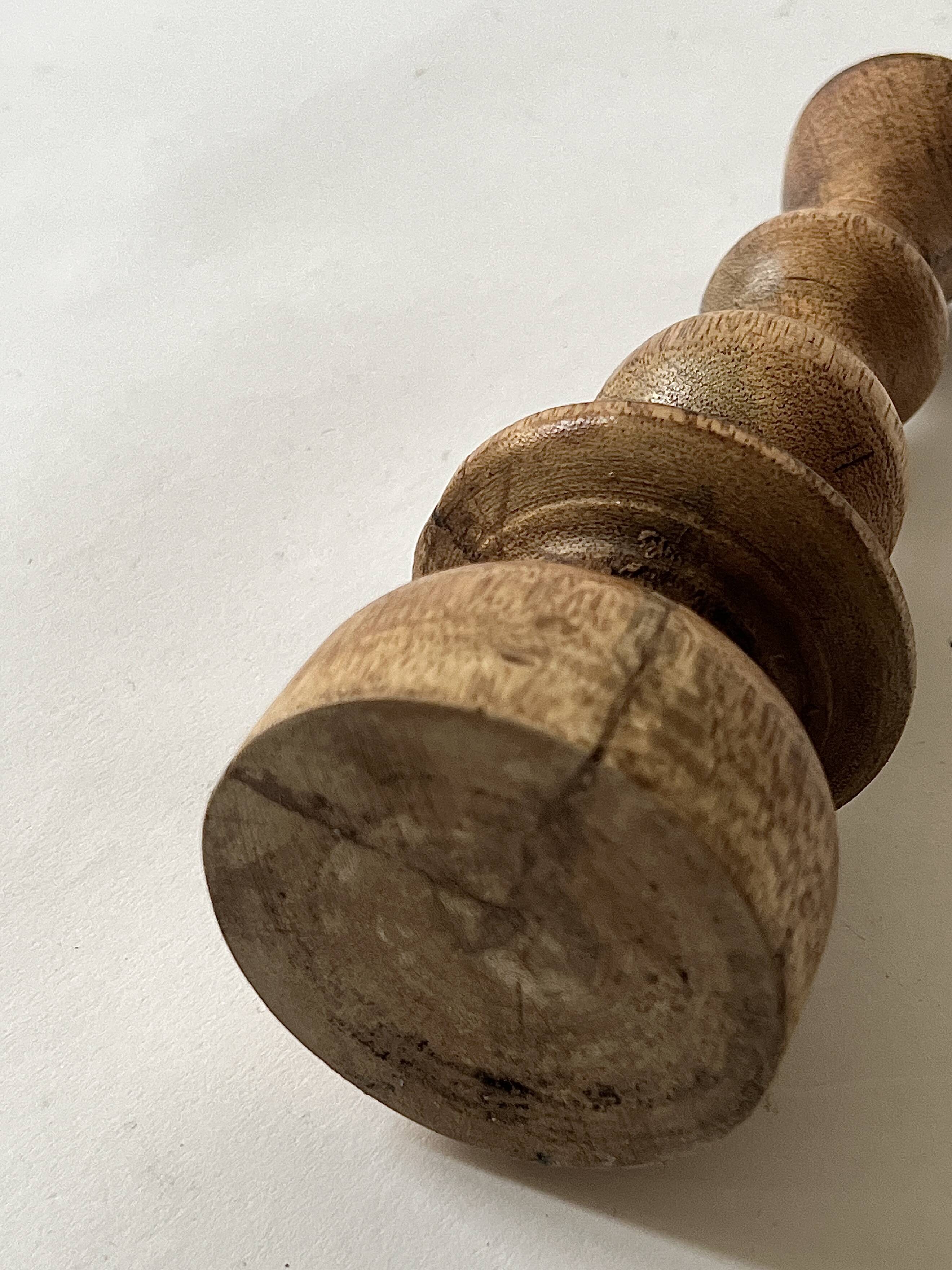Set of 2 designer candle holders in turned wood