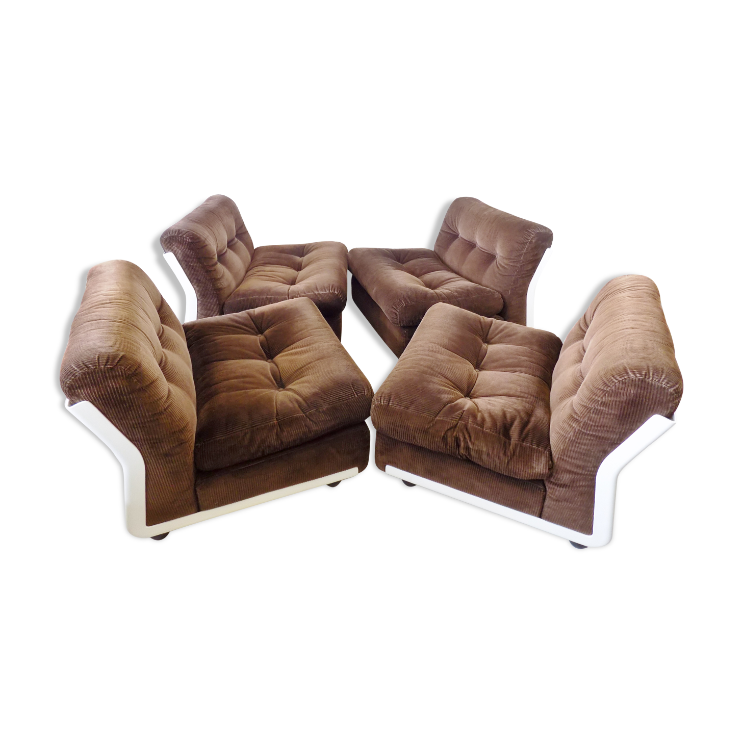Set of 4 brown Amanta lounge chairs by Mario Bellini for C&B Italia