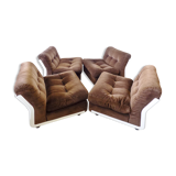 Set of 4 brown Amanta lounge chairs by Mario Bellini for C&B Italia