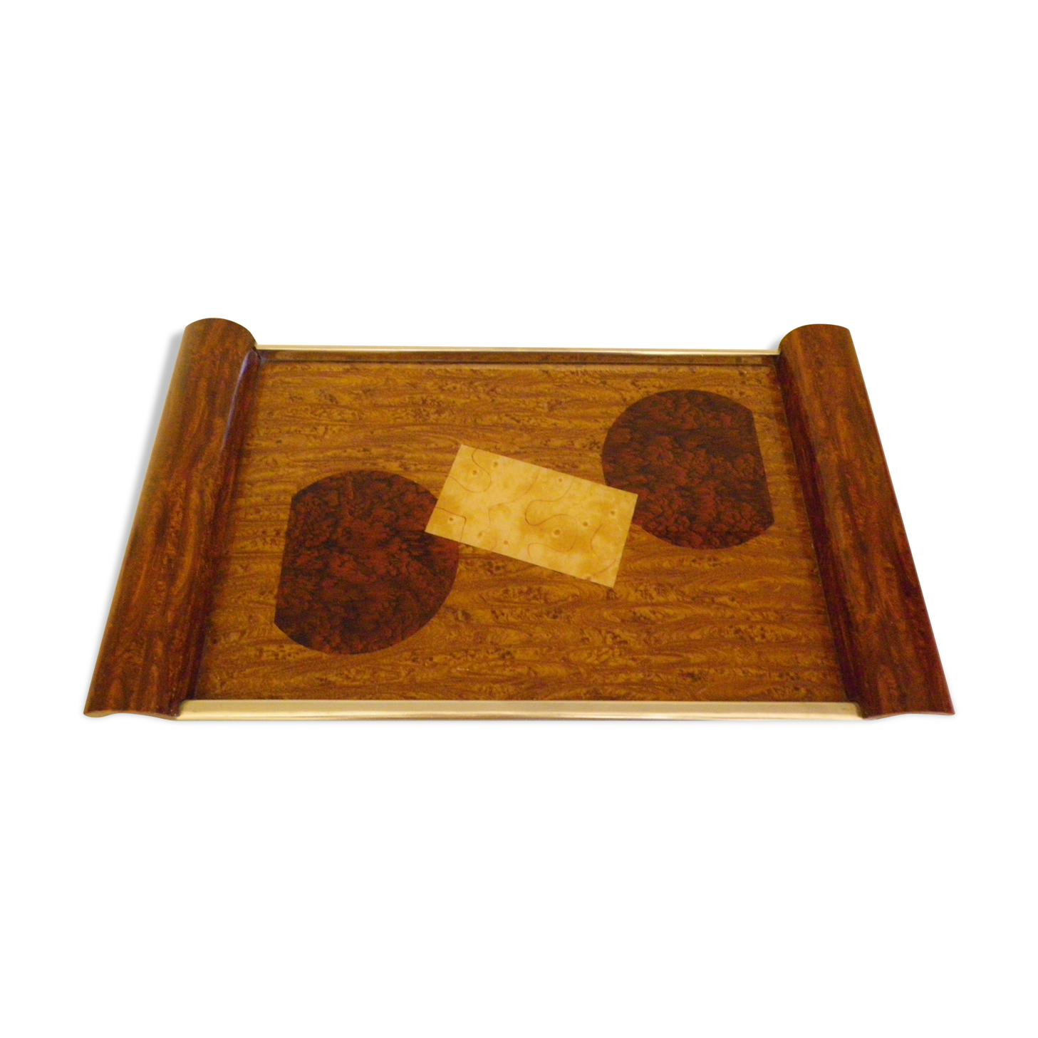 Plateau, serving - Wood, glass, metal - about 1940
