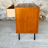 Vintage chest of drawers, Scandinavian teak style, circa 60 metal feet