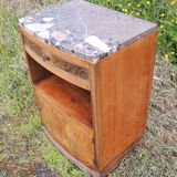 Art deco bedside table wood & marble