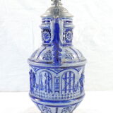 Large pitcher with gres Blue Ceramic ALLEMENAND WESTERWALD Meal scene