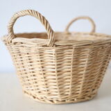 Wicker basket with two handles, vintage, french