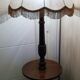 50s oak lamp lamp with hand-painted silk tablet and lampshade